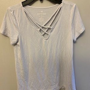 AEO soft and sexy criss cross tshirt